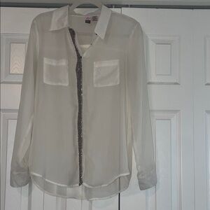 Love on a Hanger White Button Down Shirt with Black Detail